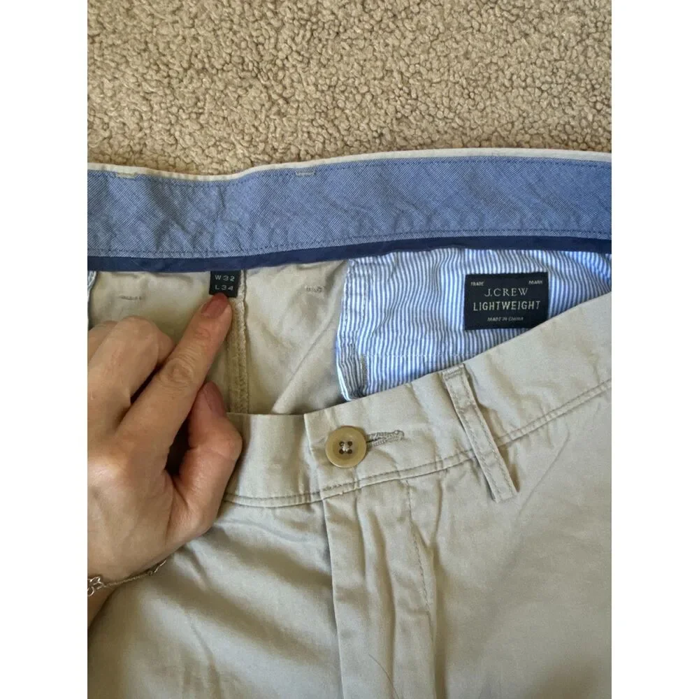 J.Crew Lightweight Men’s Khaki Chino Pants W32 L34 Beige Straight Leg
